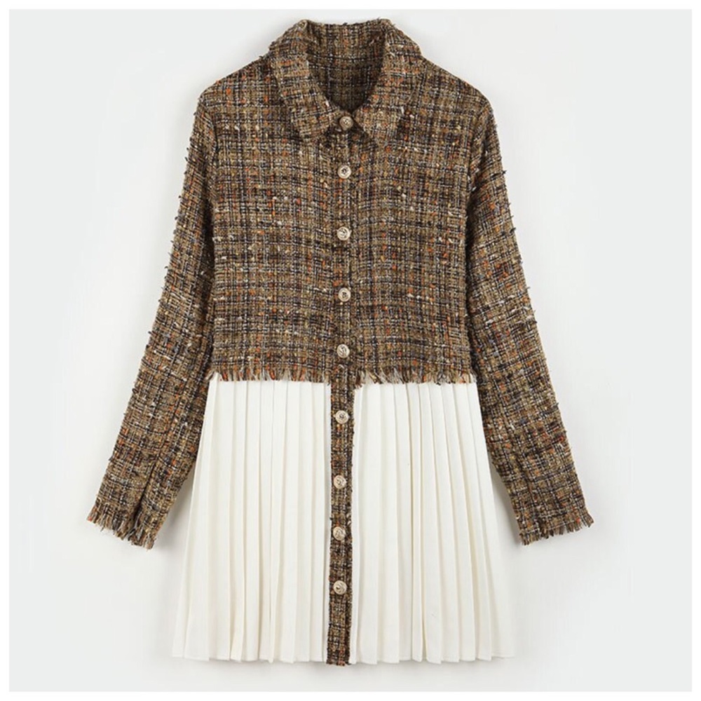 🍂 The SUTA Plaid Tweed Pleated Jacket - Picture 3 of 8